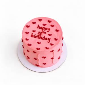 Pink cake with Red Hearts